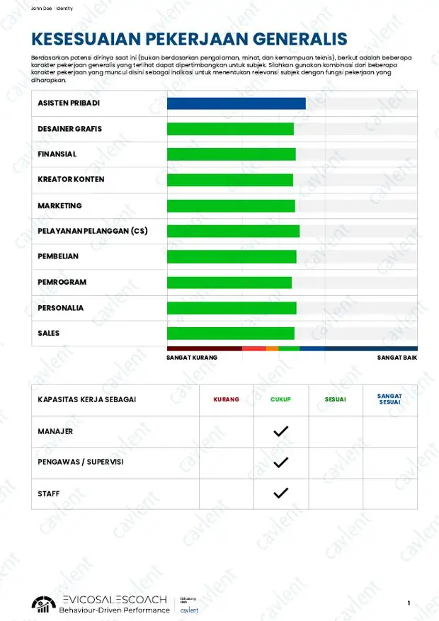 Contoh halaman Job Fit Suitability
