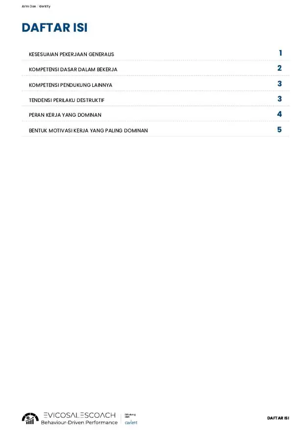 Contoh halaman Job Fit Suitability