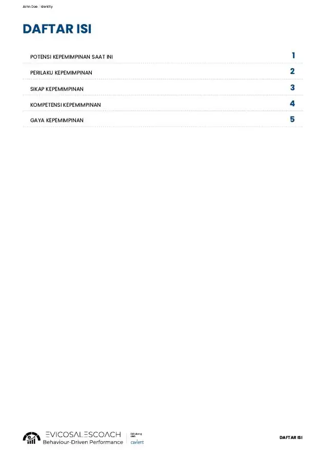 Contoh halaman Leadership Capacity